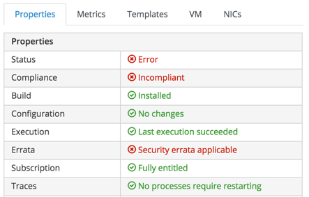 Host Properties with Traces row