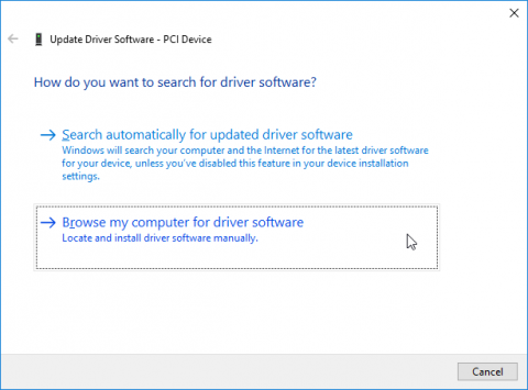 The Update Driver Software wizard