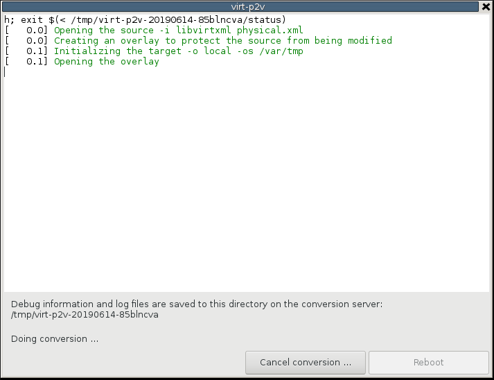 p2v conversion in progress