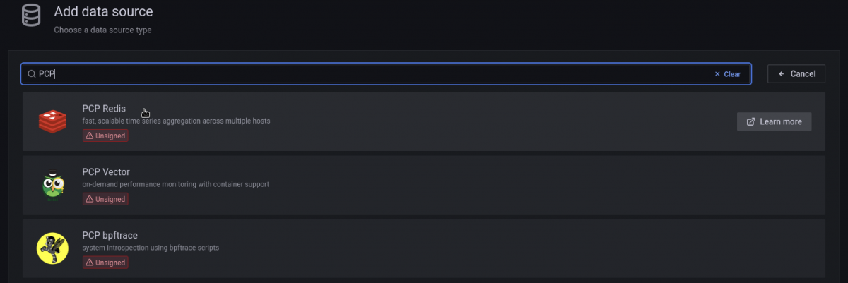 PCP redis data source