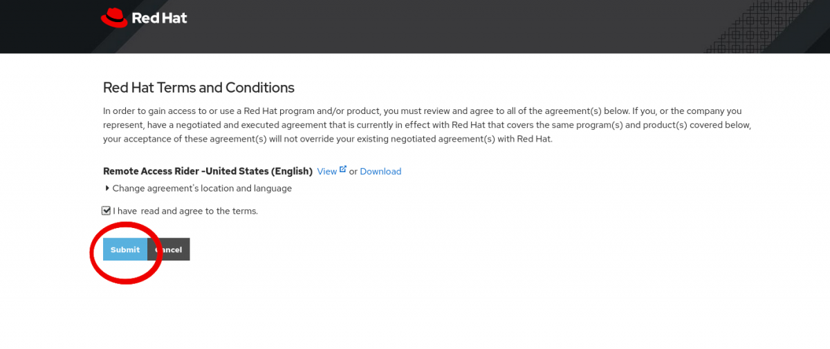 Screenshot Remote Access Rider Submit