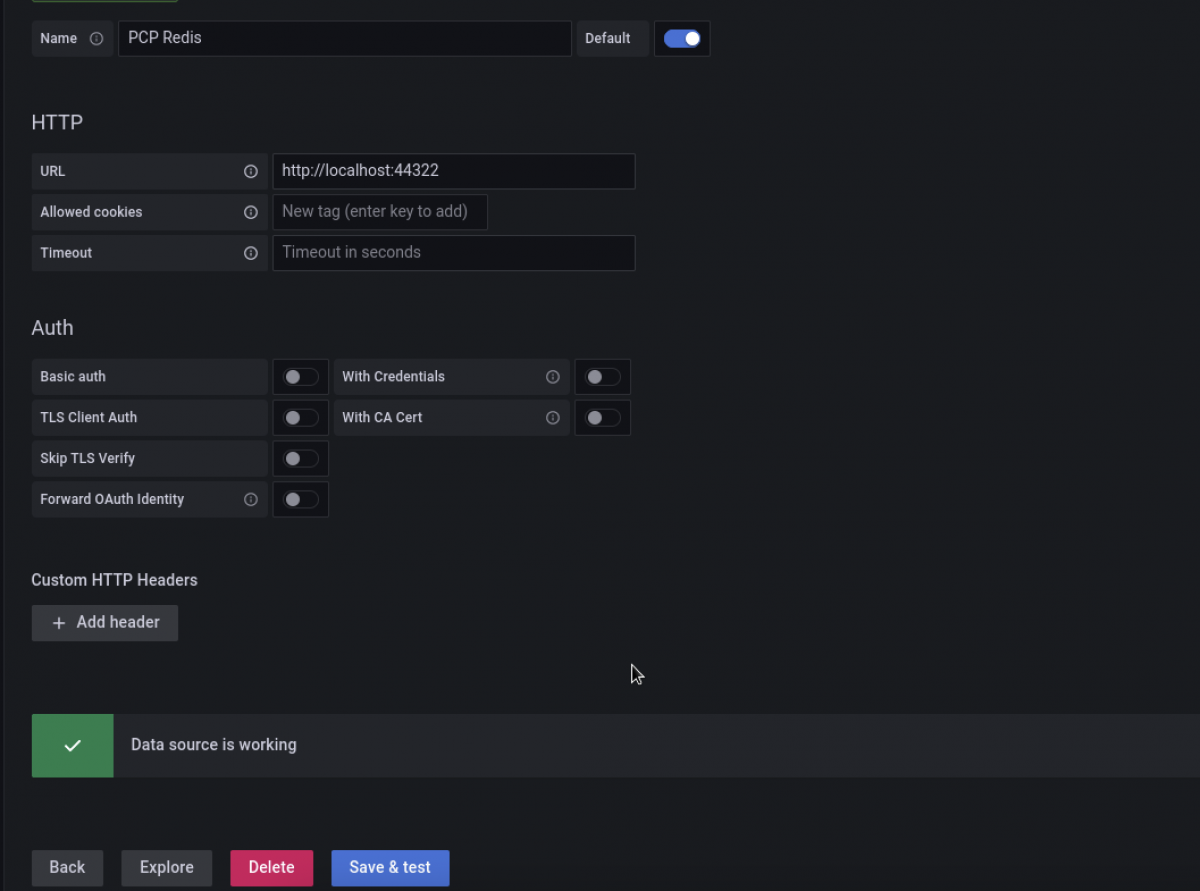 adding and testing the connection with datasource