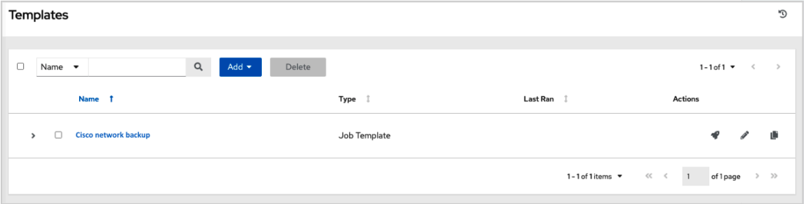 Network back up job template